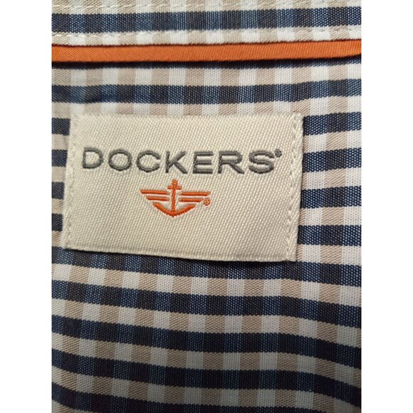 Dockers Men's Blue White Tan Casual Button Down Shirt Size XXL - Picture 3 of 4